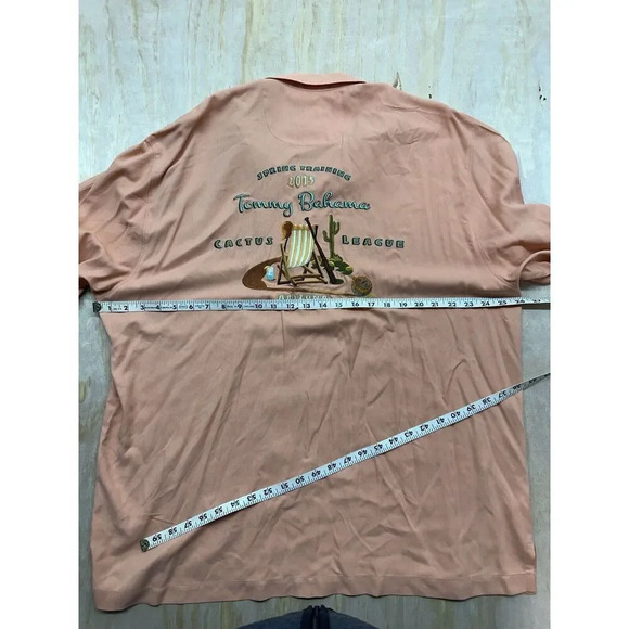 Tommy Bahama MLB Cactus League Embroidered 2015 Short Sleeve Silk Shirt Size XL - Picture 7 of 8